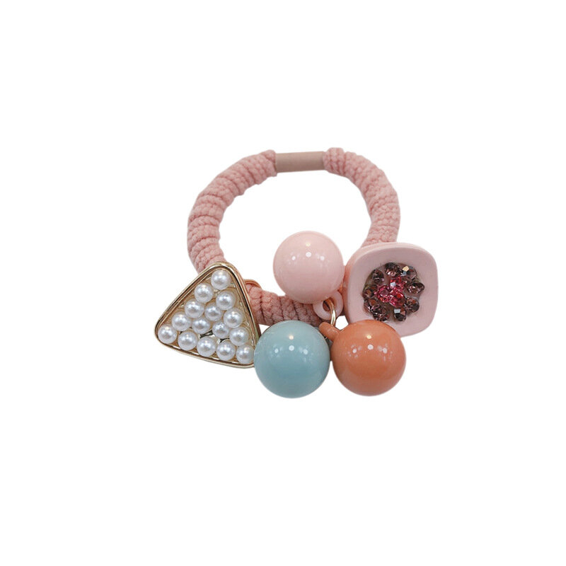 La nouvelle boule de tête triangulaire pour femmes, anneau de coiffure rouge perle, boules de cravate simples, corde de cheveux, ornements de bande de caoutchouc