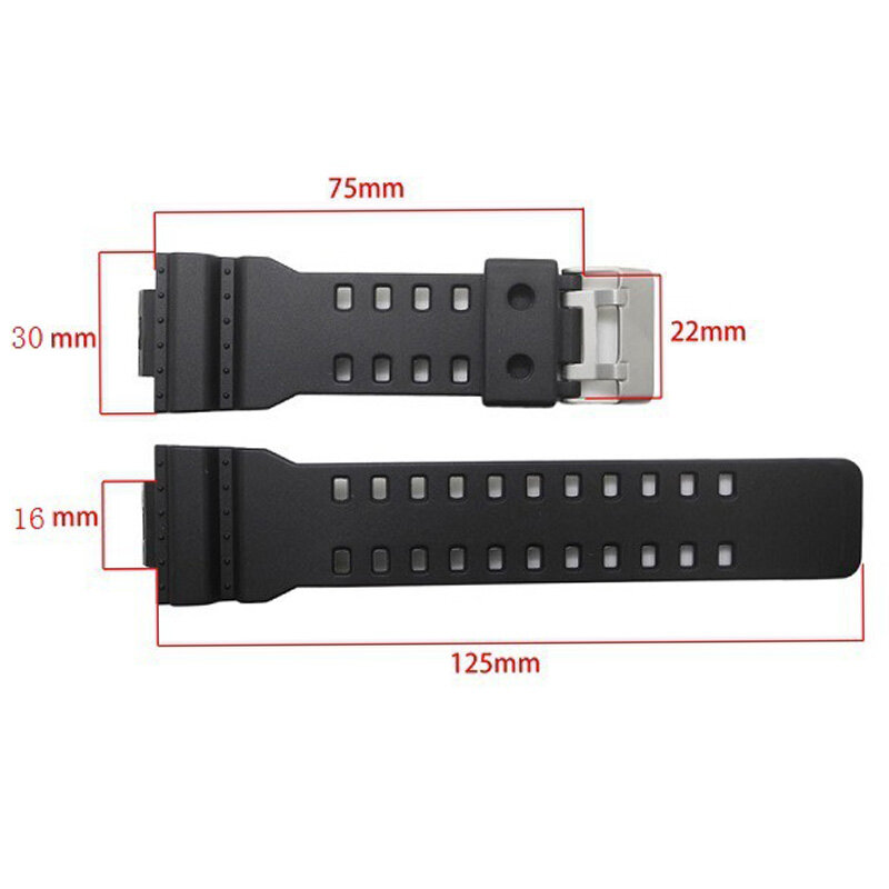 16mm Silicone Rubber Watch Band Strap Fit For Casio G Shock Replacement Black Waterproof Watchbands Accessories GD-100 G-8900