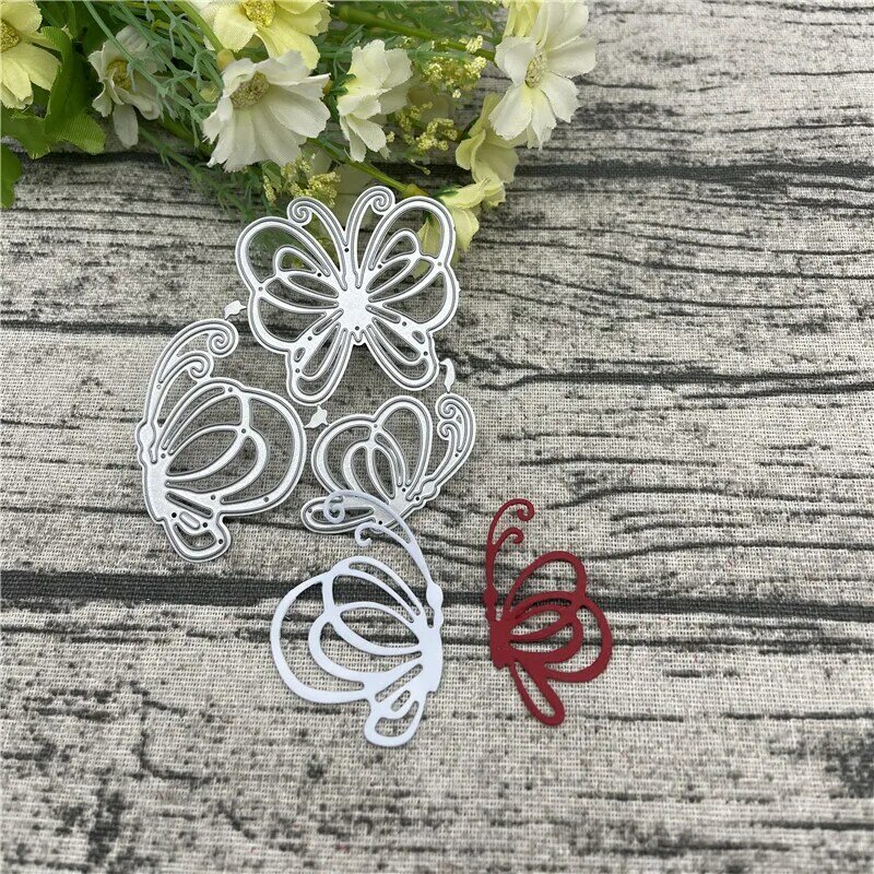 Three Butterfly flower Metal Cutting Dies For DIY Scrapbooking Album Embossing Paper Cards Decorative Crafts