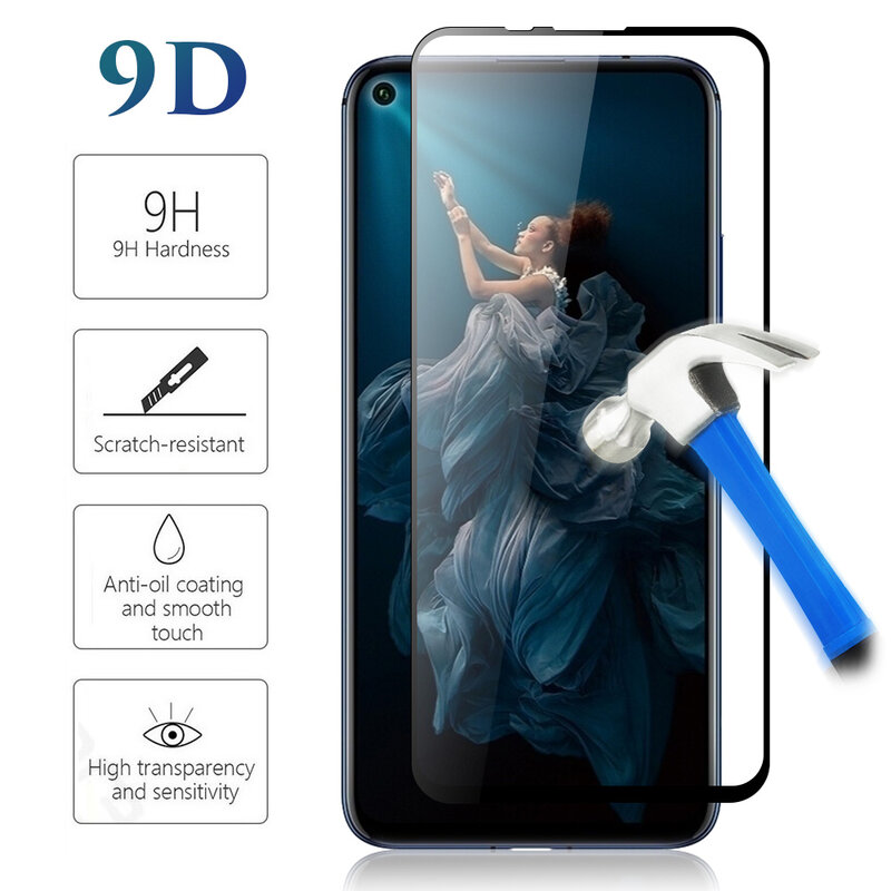 9D กระจกนิรภัยสำหรับ Huawei Honor 20แก้ว Honor 20 Pro 6.26 "เต็มหน้าจอป้องกัน9H ป้องกันการระเบิดฟิล์ม