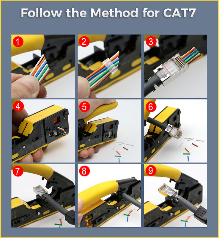ZoeRax [CAT5 CAT6 CAT7 Pass Durch Crimper] Crimpen Werkzeug für Standard RJ45 RJ12 RJ11 Anschlüsse CAT6a Abgeschirmt Modulare stecker