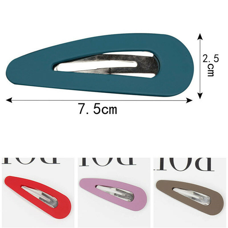 Multiple Colour Snap Clips 7.5cm Matte Water Drop Shape Metal Hair Clip BB Hair Pins Daily Use Hair Barrettes Hair Accessories
