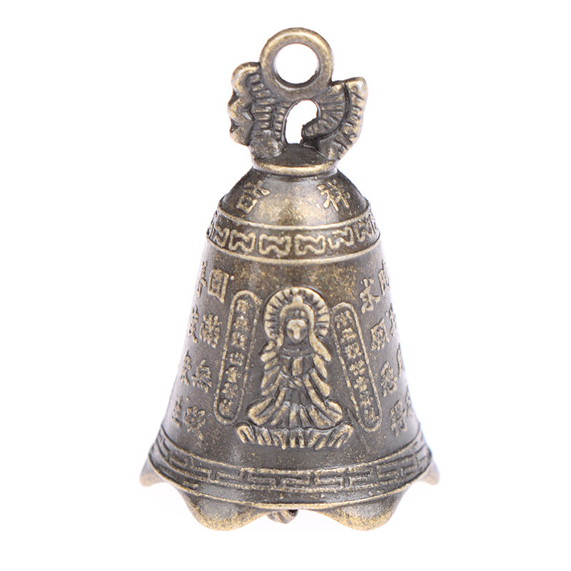 โบราณ Bell จีน Mini ประติมากรรม Pray Guanyin Buddha Bell Shui Feng Bell