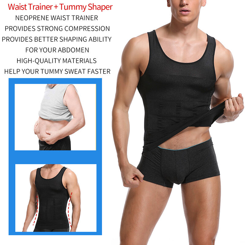 Mens Body Shaper Belly Reducing Shapewear Abs Abdomen Slimming Compression Shirts Corset Top Fitness Hide Gynecomastia Underwear