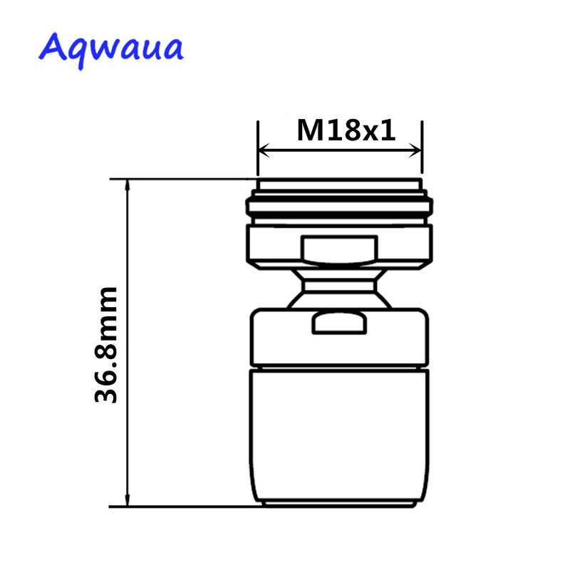 Aqwaua-男性用の節水キッチンエアレーター,ねじ式蛇口,スイベルヘッド,真ちゅう製の蛇口,注ぎ口,クランプ付きフィルター,18mm