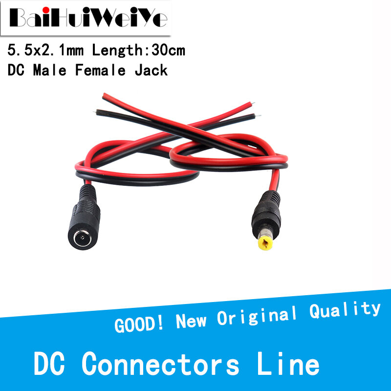 12V/24V 3A 5.5 x 2.1mm DC Connector Power Pigtail Cable Male Female Connector for LED Strip Light Driver CCTV Security Camera