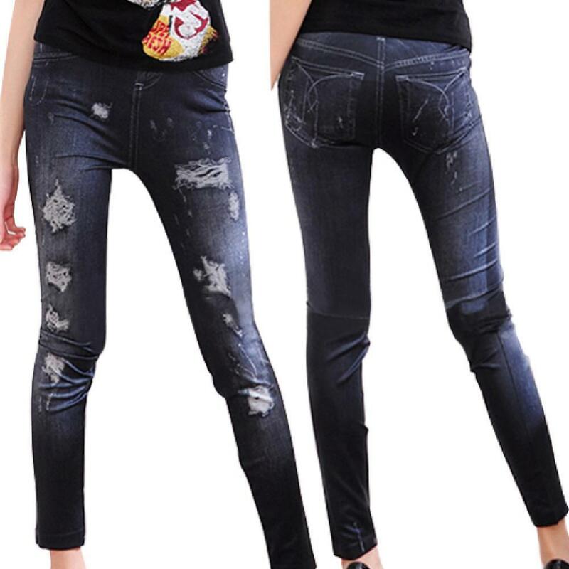 Fashion Summer Jeans for Women Elastic Leggings Skinny Ripped Hole Jeans Trousers Pencil Pants Girl Denim Pants