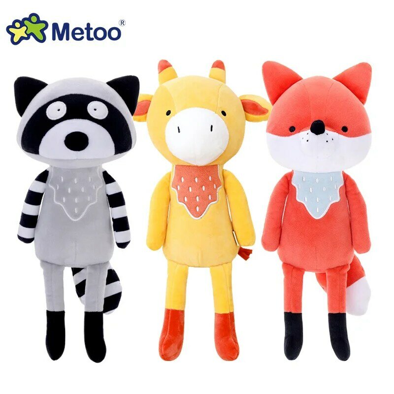 Metoo-peluches de animales de peluche de dibujos animados para niños, zorro, mapache, jirafa, ardilla, Koala, muñecas para niñas, regalos de cumpleaños y navidad, 35cm
