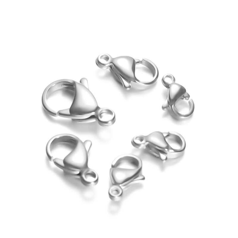 Semitree 50Pcs/Lot Stainless Steel 9/10/11/12/13/15mm Lobster Clasps Hooks Connector for DIY Jewelry Findings Materials Supplies