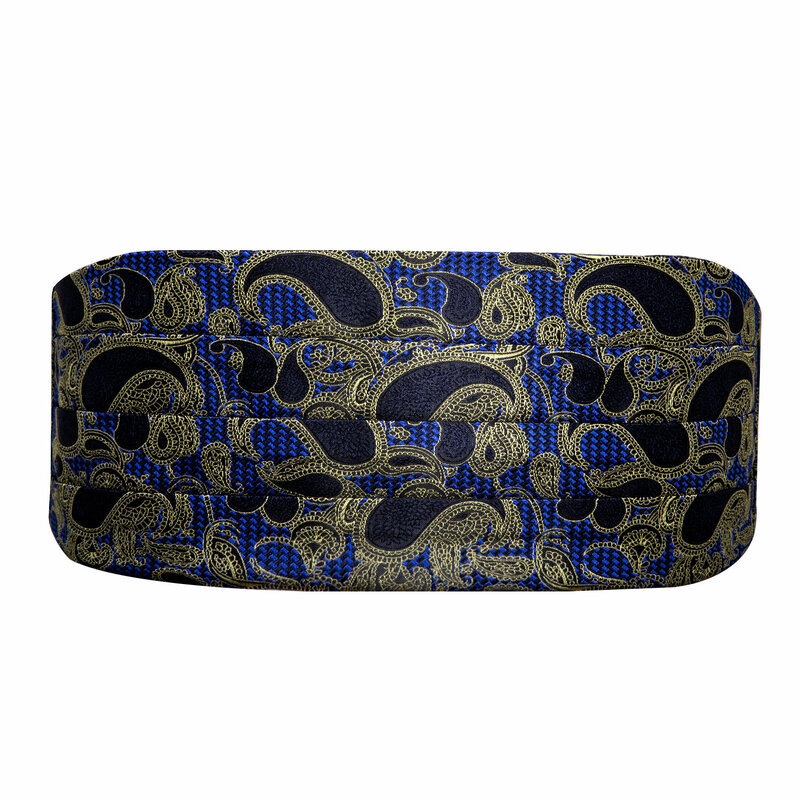 Barry. Wang Azul Gravata borboleta para Homens Paisley Cummerbund Cinto Compoteira Arco Gravatas de Lenço Abotoaduras para o Casamento YF-1025