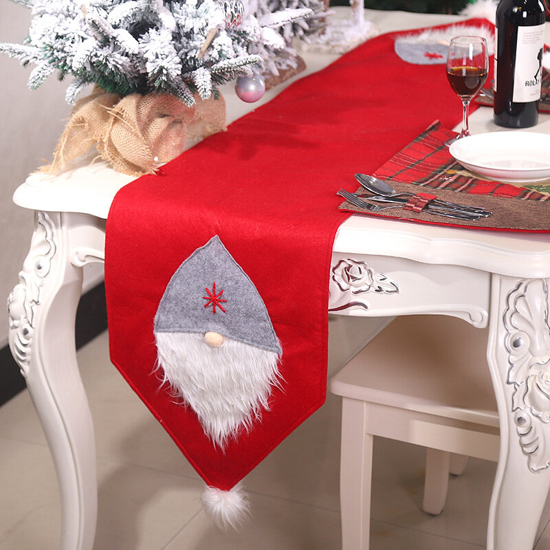 Camino de mesa de muñeco de nieve de alce de lino para regalo de Navidad, decoración de Feliz Navidad para el hogar 2022, adornos de Navidad para decoración de fiesta en casa 2022