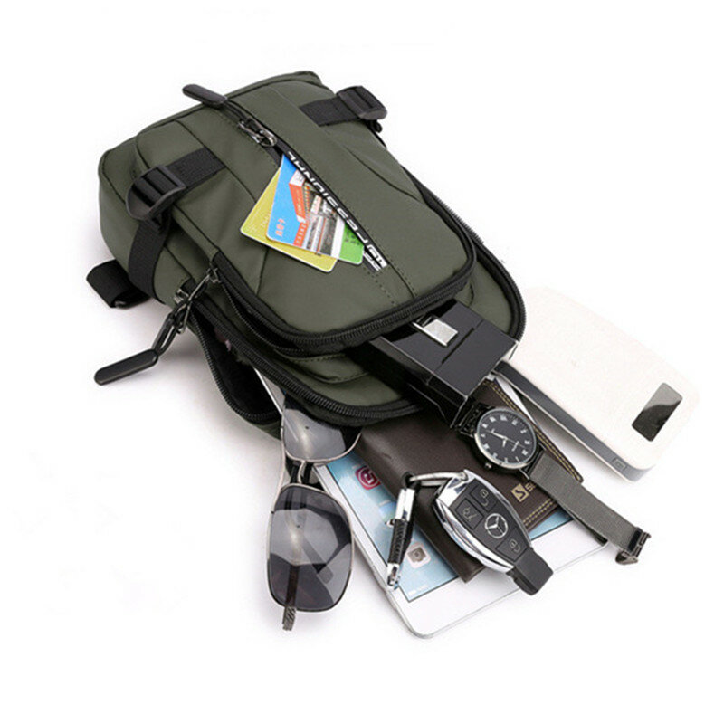 Bolso cruzado multifunción para hombre, mochila de pecho con carga USB, de viaje, impermeable, de gran capacidad, Unisex