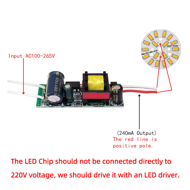 Lote de Chips LED SMD5730, cuentas de luz de entrada de corriente constante para luz descendente blanca/cálida, 3W, 5W, 7W, 9W, 240mA, 260mA, 5 unidades