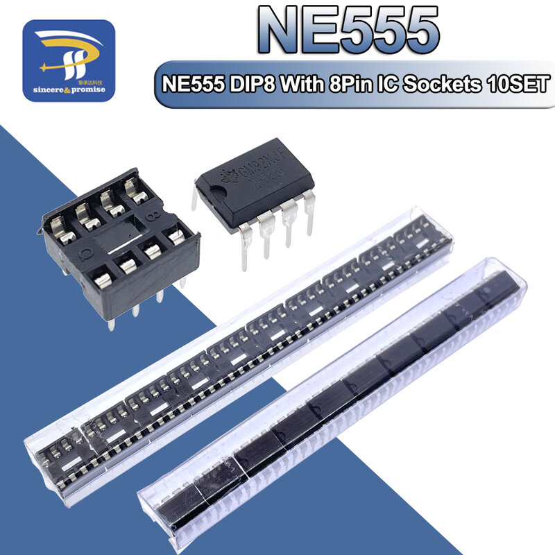20 قطعة ، (10 كل) NE555 NE555P IC 555 الموقت برمجة مذبذب رقاقة و 8 دبوس DIP مآخذ