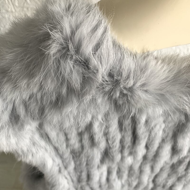 Gilet di pelliccia di coniglio collo a v da donna lavorato a maglia cappotto di pelliccia genuino fatto a mano gilet di pelliccia casual femminile 2020 nuovo