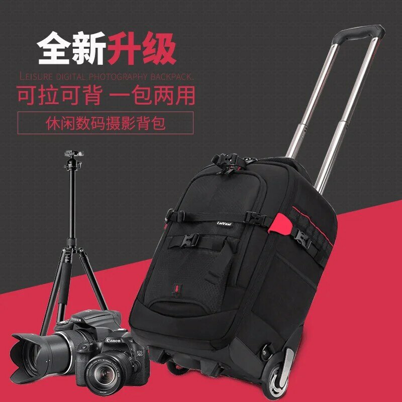 T & FOTOP-maleta profesional DSLR con ruedas, bolso para cámara Digital, vídeo, fotos, equipaje, carrito de viaje