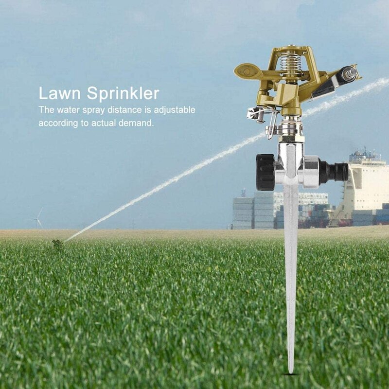 4Pcs Metal Pulsating Sprinkler 360 Degree Rotation Lawn Watering Sprinklers with Spike for Garden Irrigation System