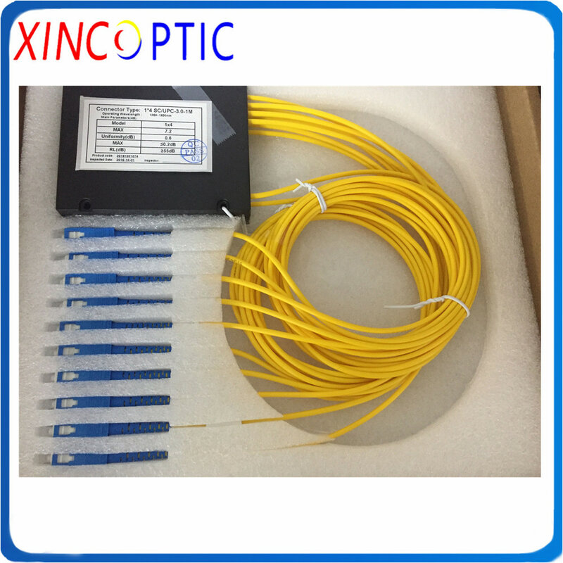 3.0mm 1x32 1m abs caixa módulo tipo sc/st/fc/apc conector g657a amarelo jaqueta fibra óptica plc divisor/acoplador