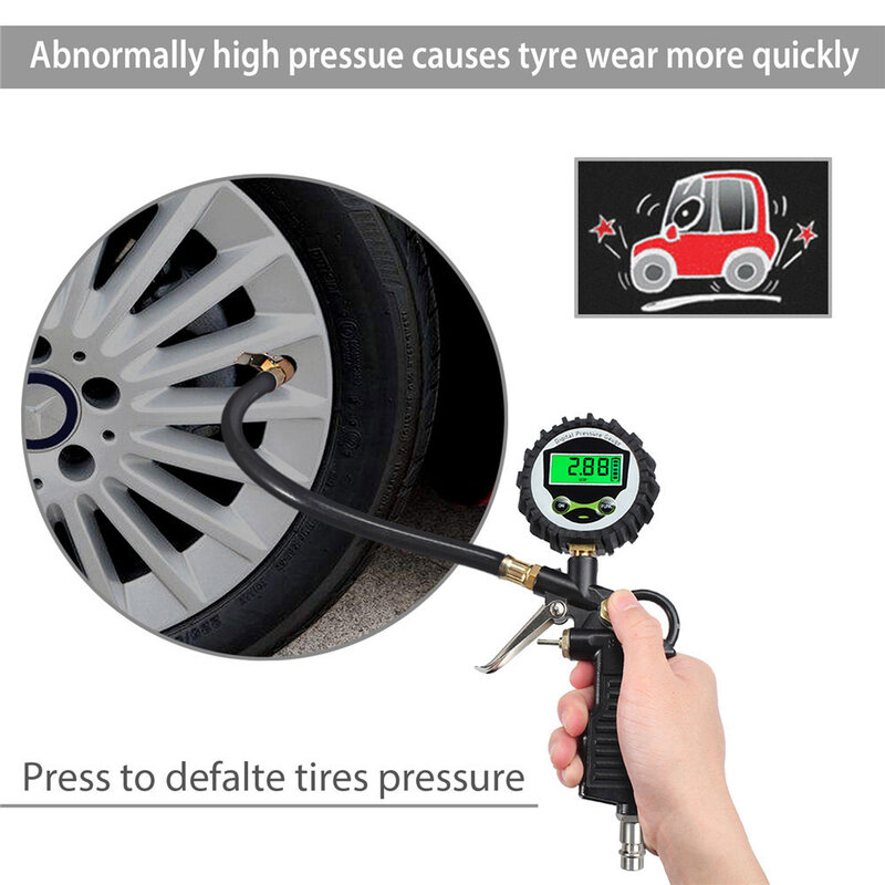 타이어 테스터 게이지가 있는 팽창기 호스, 오토바이 TPMS 타이어 압력 모니터 시스템 테스트 진단 도구, 자동차 액세서리 범용
