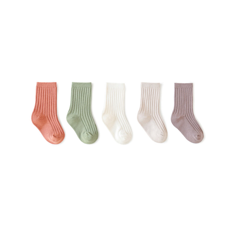 Calcetines tobilleros de algodón para niña recién nacida, medias coloridas y sólidas, 0-8T, 5 unids/lote