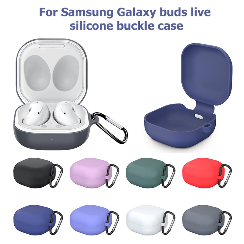 Funda de silicona suave para Samsung Galaxy Buds Live Buds 2 Pro, funda protectora de Color sólido, accesorios para auriculares, gancho