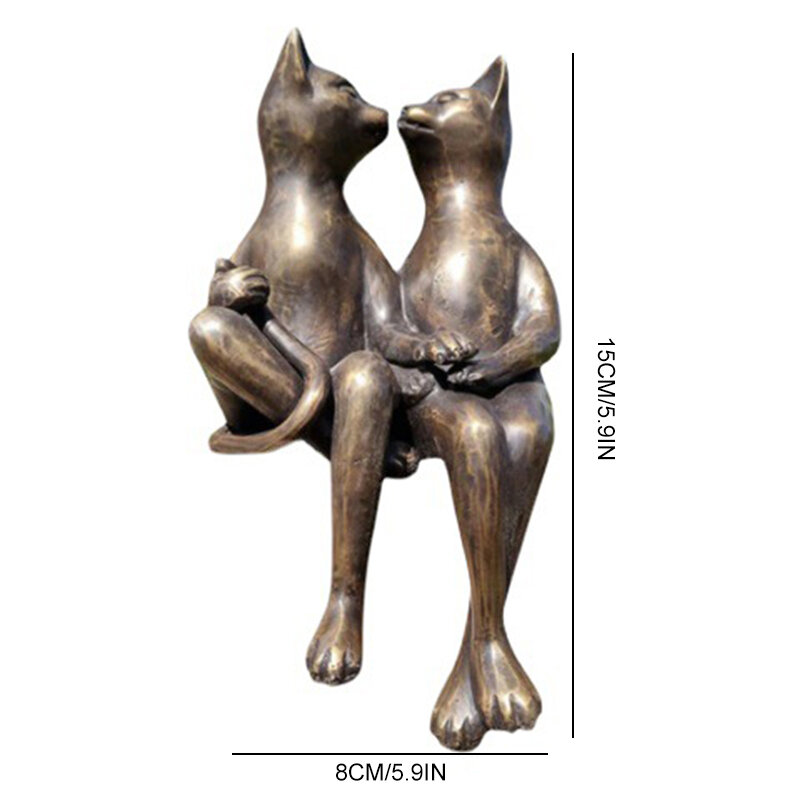 Pasangan Kucing Lucu Kencan dan Ciuman Patung Gaya Eropa Modern Minimalis Kerajinan Rumah Ornamen Resin Hadiah Natal Jardineria