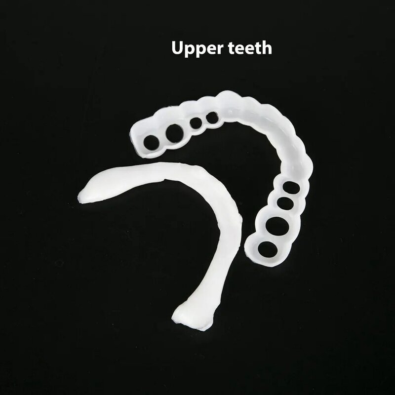 2Pcs Perfect Fit Teeth Whitening Fake Tooth Cover Snap On Silicone Smile Veneers Teeth Upper Beauty Tool Cosmetic Teeth