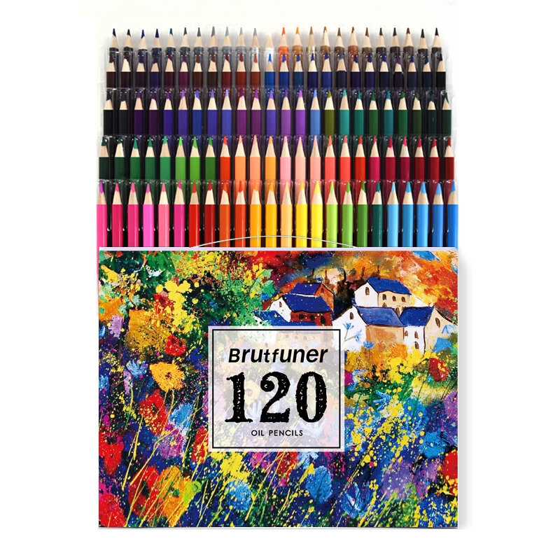 Brutfuner 48/72/80/120/160/180 Colors Professional Oily Colored Pencils Wooden Art Drawing Sketch Lapis de cor Colored Pencils