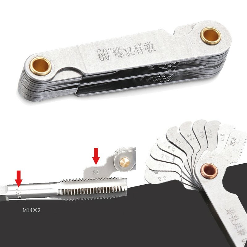 Thread pitch ferramenta de corte lâmina calibre 55 e 60 graus Polegada métrica rosca passo lâmina medidor rosca ferramenta medição