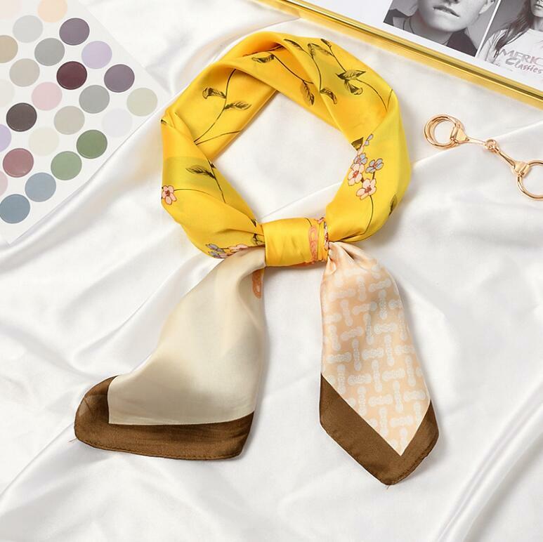 Квадратный шарф с цветочным принтом, милая бандана, повязка на голову, модная дамская шаль, 70*70 см