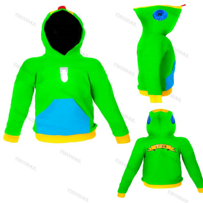 Strzelanka PRIMO 3D bluza z kapturem chłopcy dziewczęta Brawling Star kreskówkowe topy ubrania dla nastolatków Spike chciał od 6 do 19 lat bluza dziecięca Leon