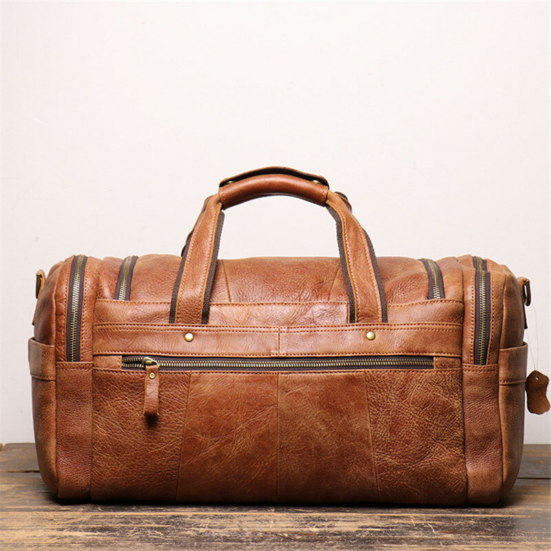 Nesitu – grand sac de voyage en cuir véritable pour hommes, sacoche à bandoulière de bonne qualité, style Vintage, marron, noir, M0571