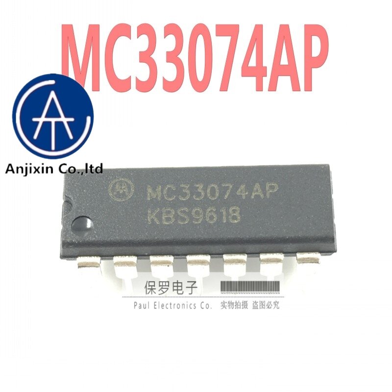 10 шт., 100% оригинальный новый рабочий усилитель MC33074APG MC33074AP DIP-14