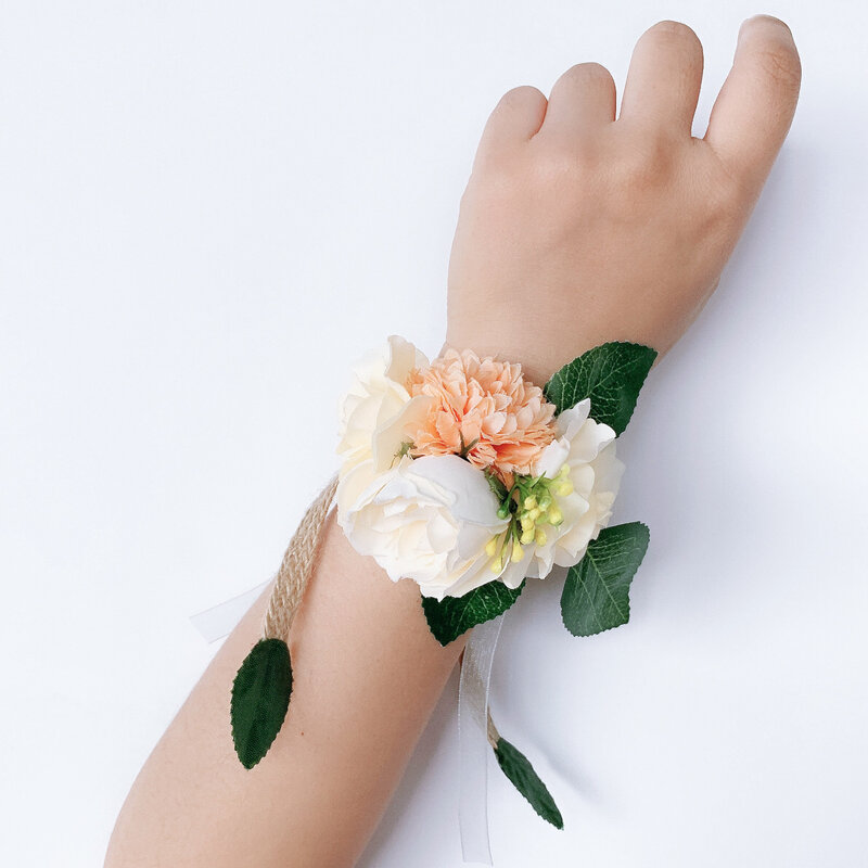 Molans Artificial Flowers for Home Decor Wedding Bride Wrist Roses Flower Leaves Bridel Gifts Wrist Corsage Wedding Accessories