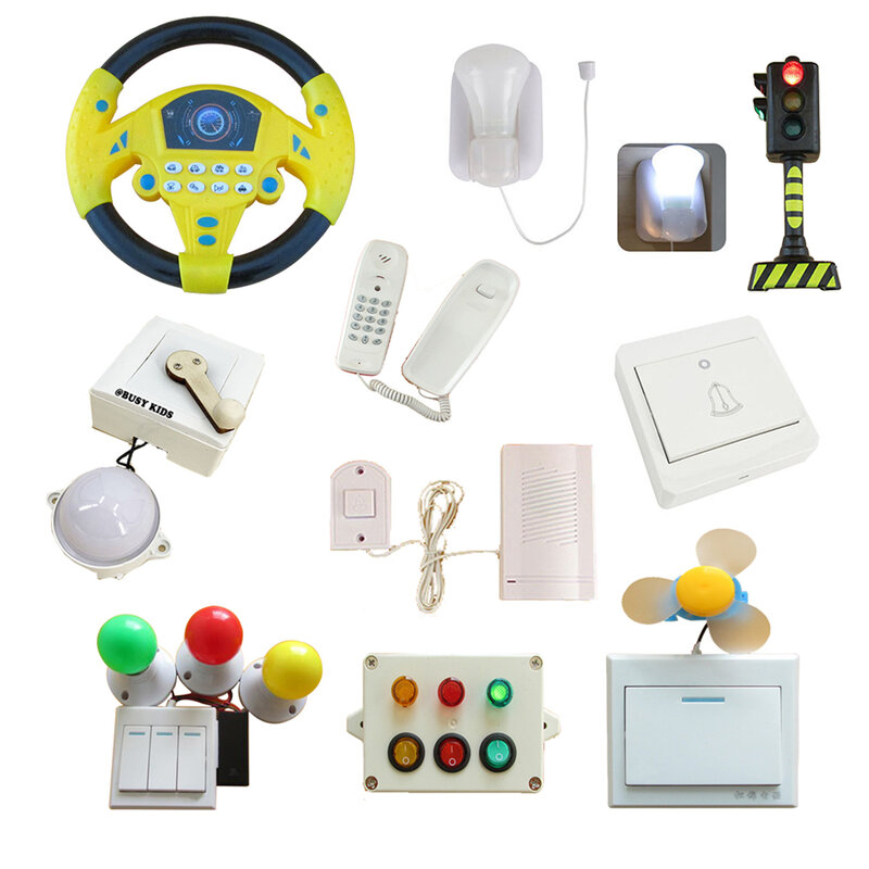 Accesorios de tablero ocupado de actividad para bebés, juguetes sensoriales Montessori de borde ocupado, enchufe eléctrico, piezas de Juguetes DIY para niños