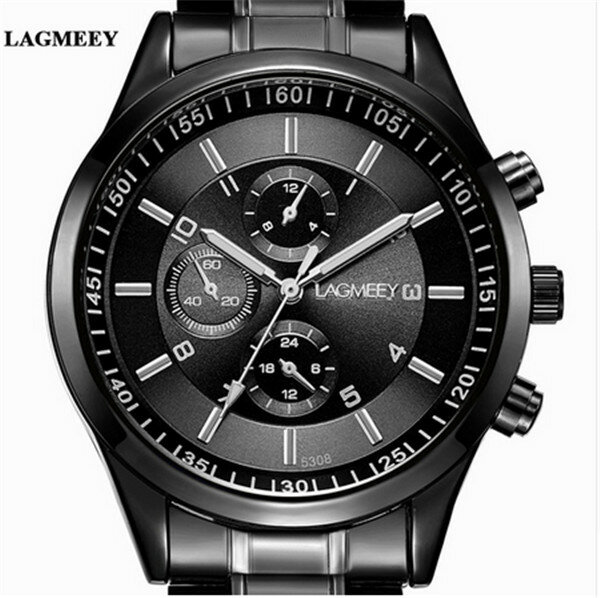 Mannen Zwart Horloges Luxe Full Stalen Horloge Masculino Relogio mannen Sport Business Erkek Kol Saati Jurk Horloge Chronograph
