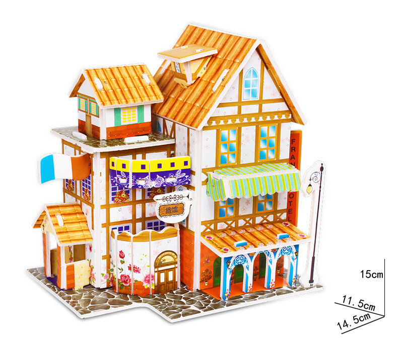 เด็ก3D สเตอริโอปริศนาการ์ตูนบ้านปราสาทอาคาร DIY Handmade การเรียนรู้การศึกษาของเล่นของขวัญเด็ก