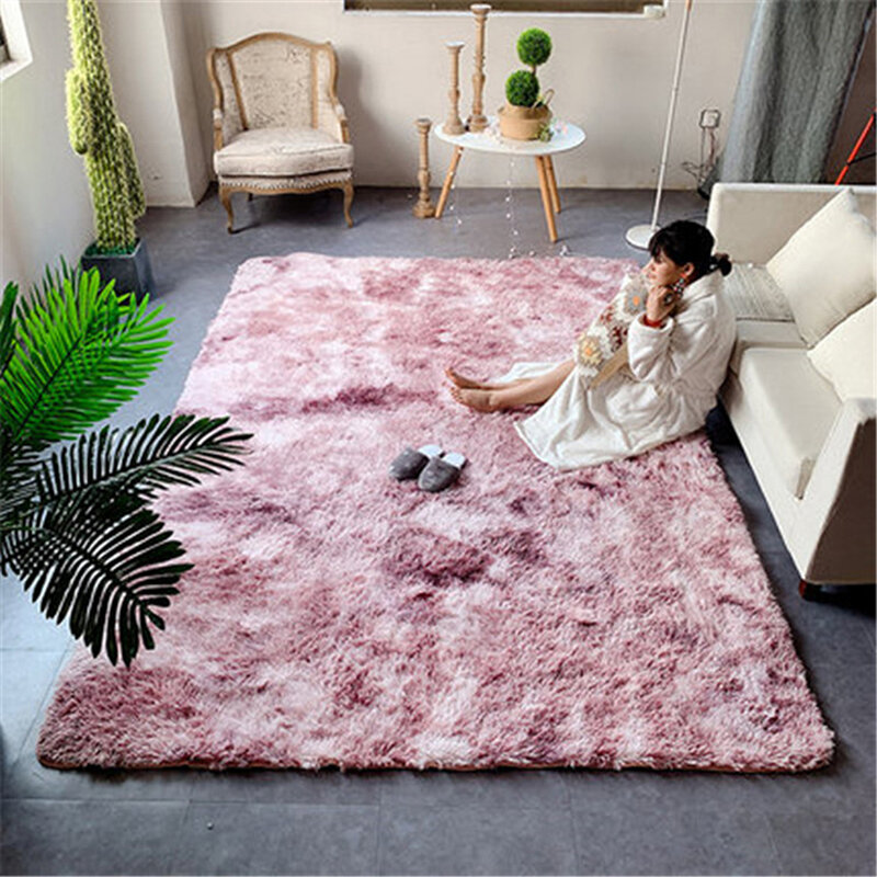 Karpet Shaggy Tie-Dye Dicetak Alas Lantai Empuk Berbulu Karpet Area Ruang Tamu Tikar 40*40Cm