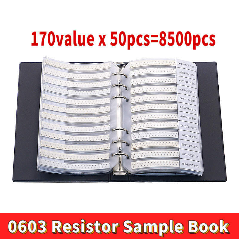 Kit surtido de resistencias de Chip SMT SMD, libro de muestras de 0402 valores, 0603, 0805, 1206, 1%