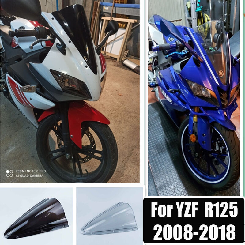 Per Yamaha YZF R125 parabrezza parabrezza fumo iridio 2008 2009 2010 2011 2012 2012 2014 2013 2015 2016 2017 2018