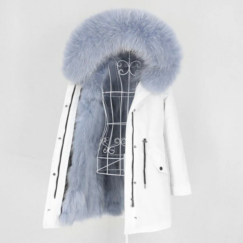 MENINA BONITA 2020 Parka lungo impermeabile cappotto in vera pelliccia di volpe cappotto giacca invernale donna cappuccio in pelliccia di procione naturale cappuccio staccabile