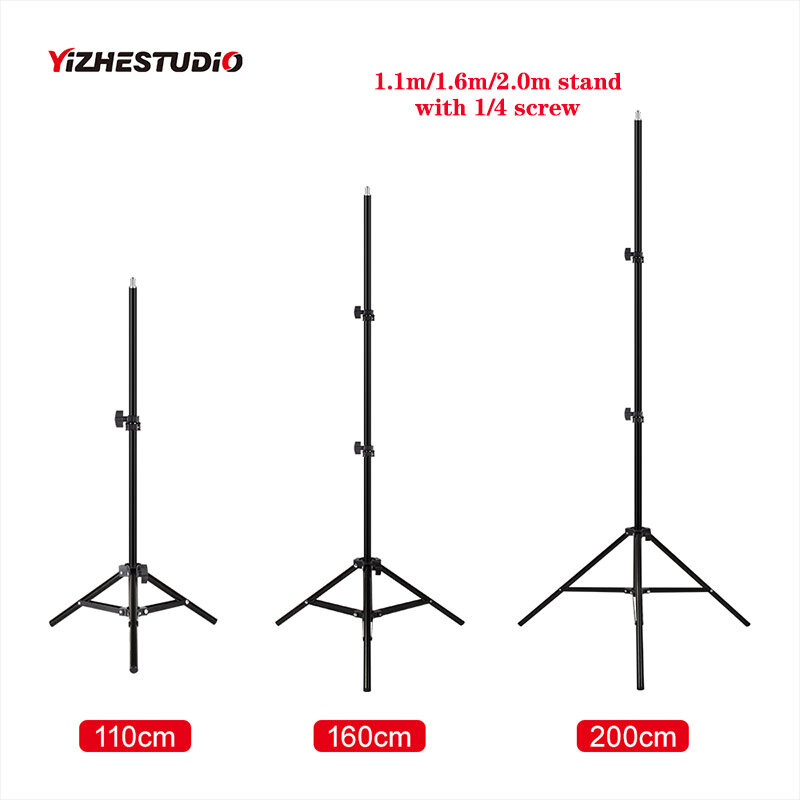 Yizhestudio Photographic lighting stand ,1.1m/1.6m/2.0m ring lamp stand with 1/4 screw adjustable tripod for phone selfie stick