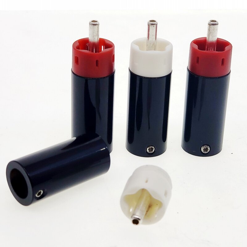 Hoge Kwaliteit Hifi Diy Ster Lijn Verzilverd/Vergulde Tellurium Koper Rca Plug Connector 2Pairs 4Pcs