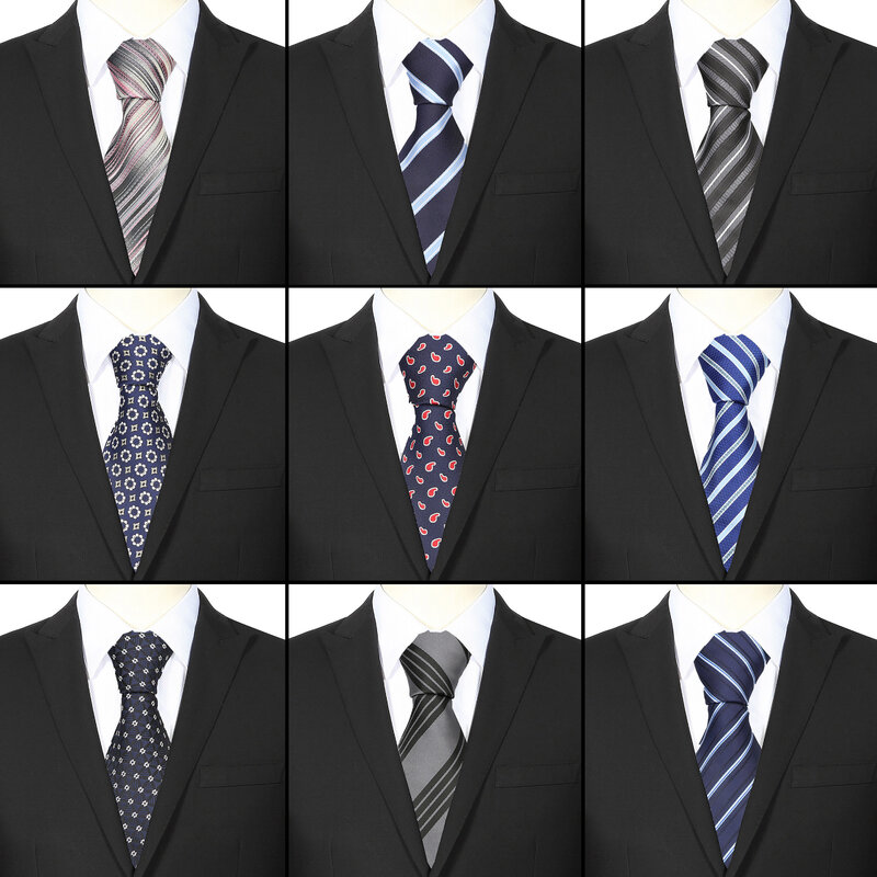 Męskie klasyczne krawaty kropki pasek kwiatowy 8cm formalne żakardowe krawat poliestrowy akcesoria codziennego noszenia krawat Wedding Party prezent