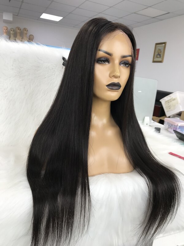 Queenking-perucas de cabelo humano, transparentes, 13x6, super finas, renda hd, perucas dianteiras, brasileiro, liso, preto, frontal