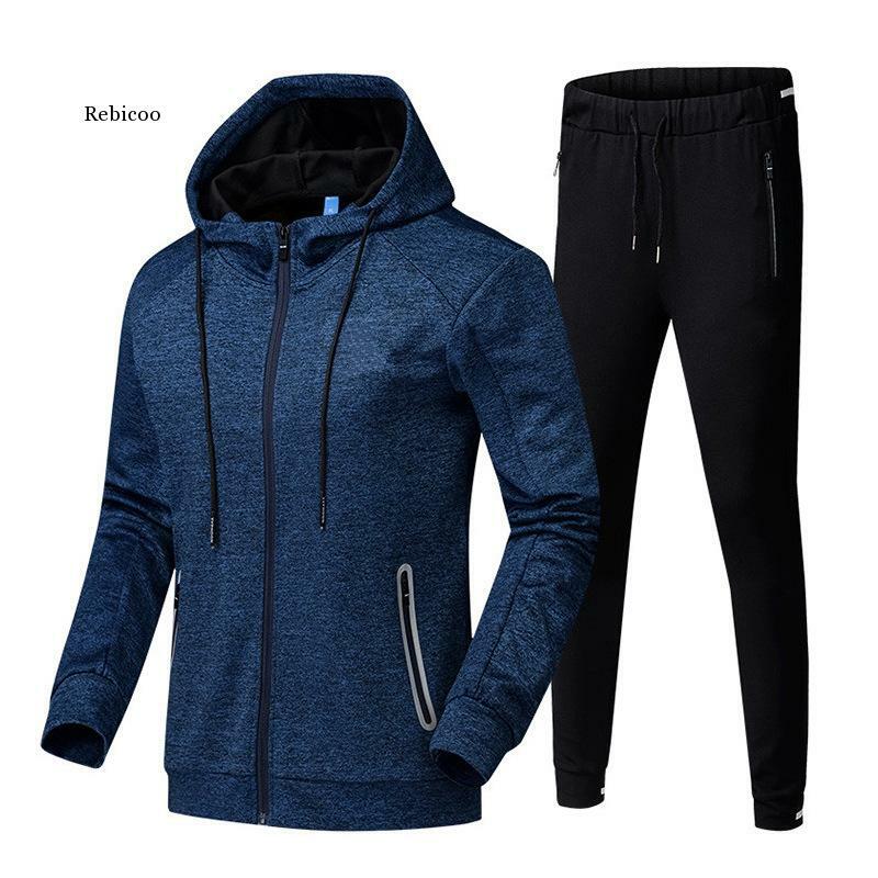 Модный осенний мужской комплект из свитшота с капюшоном 2021, уличный Повседневный Спортивный костюм для бега, мужские толстовки и брюки, спортивный костюм из двух предметов