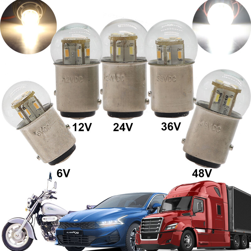Lampade 자동차 오토바이용 LED 방향 지시등, P21/5W 1157 BAY15D, 6V, 12V, 24V, 36V, 48V, 1.5W