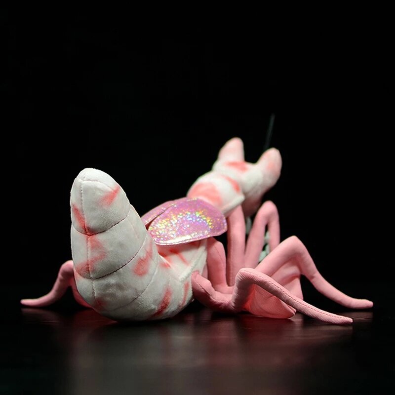 19cm Height Lifelike Pink Orchid Mantis Plush Toys Real Life Soft Insect Malaysian Orchid Mantis Stuffed Animals Toy for Kids