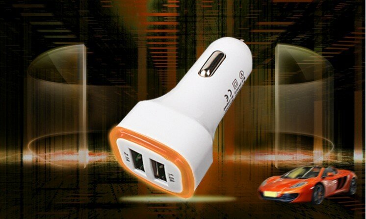 Dual USB Car Charger Aluminium Alloy Dual-Port Car Charger Rapid-Charge Durable For i Pad Smart Mobile Cell Phone
