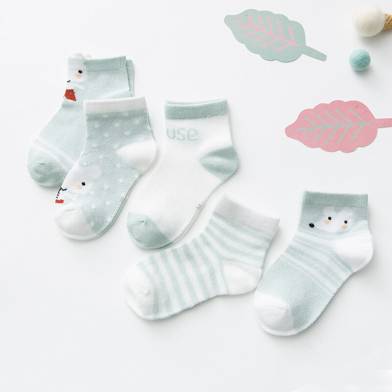 5 pares/lote de calcetines para bebé y niños de 0 a 2 años, calcetines de malla de algodón para niña, calzas para recién nacidos y niño pequeño, accesorios para ropa de bebé